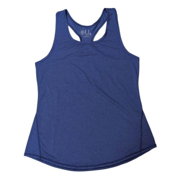 Lola Tank Top Blue Striped Racerback Active Athletic Running Training Women's S - Picture 1 of 6